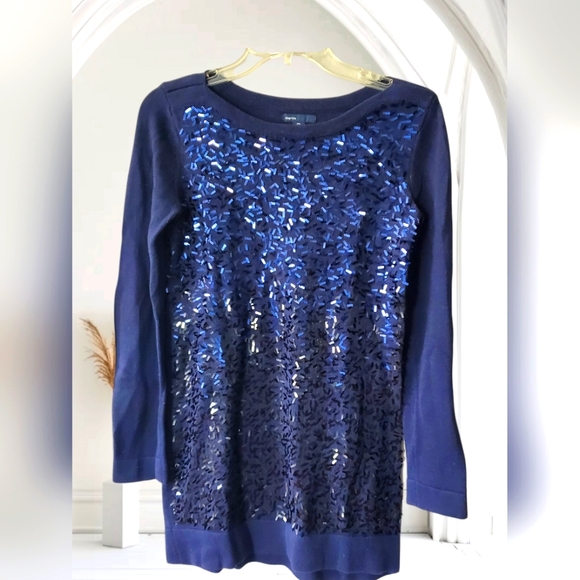 GAP Kids Girl’s Navy Blue Flashy Sequin Front Sweater Size‎ XXL (14/16) - Picture 1 of 8